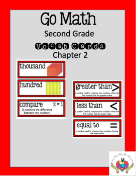 Preview of Go Math Second Grade Chapter 2 Vocabulary Cards
