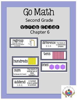 Preview of Go Math Second Grade Chapter 6 Vocabulary Cards