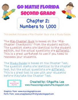 Preview of Go Math! Second Grade Study Pack for Chapter 2- Numbers to 1,000
