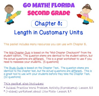 Preview of Go Math! Second Grade Study Pack for Chapter 8: Length