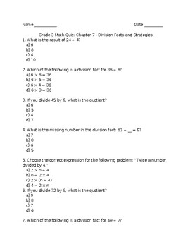 Preview of Go Math Third Grade Chapter 7 Practice/Test-Tercer grado Capítulo 7 Práctica