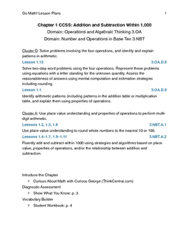 Preview of Go Math - Third Grade Lesson Plans - Chapter 1
