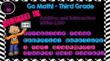 Preview of Go Math! Third Grade Word Wall/ Vocabulary- Chapter 1 and 2 Bundle