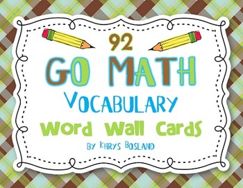 Preview of Go Math Vocab Word Wall Cards {All 92 Kindergarten Words}{Common Core Aligned}