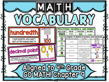 Preview of Math Vocabulary Cards Aligned to 4th Grade GO Math! Chapter 9