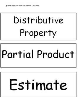 Preview of Go Math Word Wall Vocabulary: Chapter 2, 4th grade