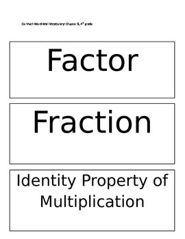 Preview of Go Math Word Wall Vocabulary: Chapter 8, 4th grade