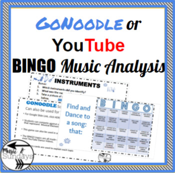Preview of Go Noodle YouTube Music Lab Bingo Activity for Music on a Cart | Remote Learning
