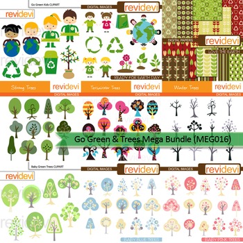 Preview of Go green and trees clip art mega bundle (9 packs)