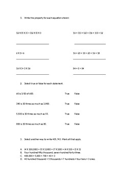 Preview of GoMath Grade 5 Chapter 1 Review Test