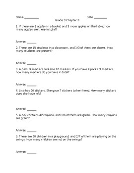 Preview of Third grade GoMath Chapter 3 Quiz-Prueba de Capítulo 3 GoMath Grado 3