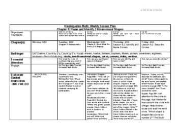 Preview of GoMath Kindergarten - Ch. 9 [Lesson Plans 9.1-9.2] - 2020-2021 PACING