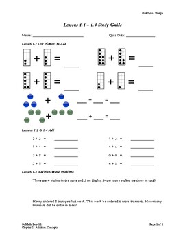 Preview of GoMath Level 1 Chapter 1 Mid Chapter Quiz Study Guide