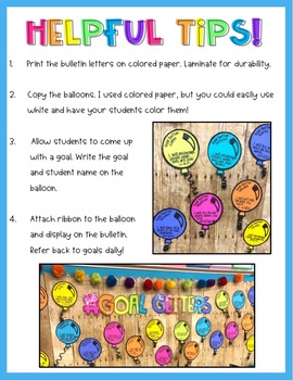 Goal Getters Balloon Bulletin Display Freebie By Handmade Teacher