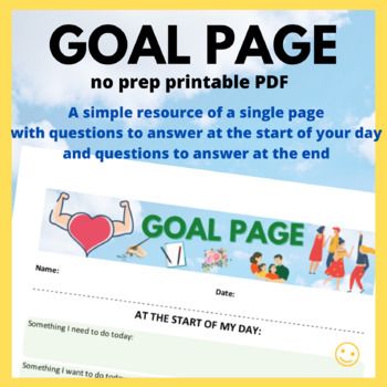 Preview of Goal Page - Personal Journal - Goal Setting Single Page