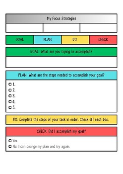 Preview of Goal Plan Do Check: Executive Functioning Tool