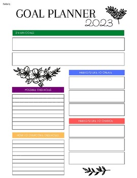 Preview of Goal Planner 2023 Printable & Coloured