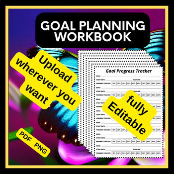 Preview of Goal Planning Workbook-Fully Editable,Ready to Upload,30-Day Challenge