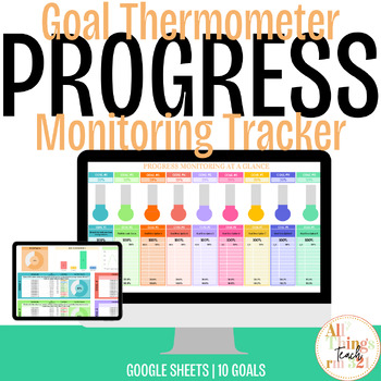 Preview of Goal Progress Monitoring Tracker w/ Thermometers! |Special Education| (10 GOALS)