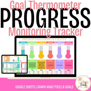 Preview of Goal Progress Monitoring Tracker w/ Thermometers! |Special Education| (6 GOALS)