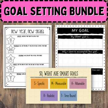 Preview of Goal Setting Bundle | SMART Goals | Lessons, Worksheets, and Activities