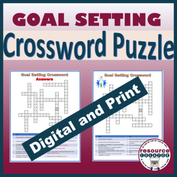 Preview of Goal Setting Crossword Puzzle Digital and Printable