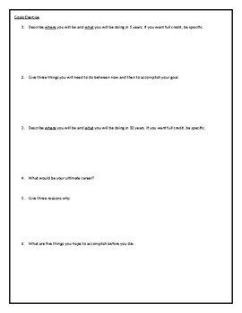 Preview of Goal Setting Exercise