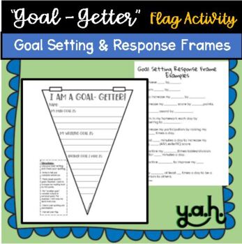 Preview of Goal Setting Goal- Getter Flag First Week Art Activity Project Response About me