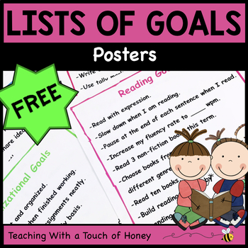 Preview of Goal Setting For Students | Lists of Goals | FREEBIE