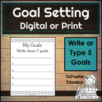 Preview of Goal Setting Freebie- Digital or Print - Distance Learning