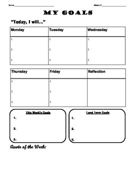 Goal Setting Graphic Organizer by Savage Seventh Grade Teacher | TpT