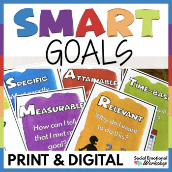 텍스트가 포함된 TPT 리소스 표지 이미지 "SMART 목표: 인쇄 및 디지털"
