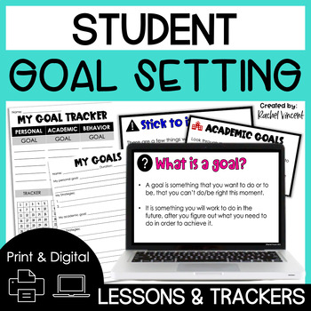 Preview of Goal Setting Mini Lessons - Student Goal Setting Sheets and Trackers