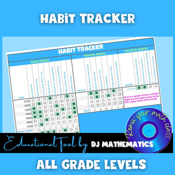 Preview of Goal-Setting: Monthly Habit Tracker for Students, Teachers and/or TPT Sellers