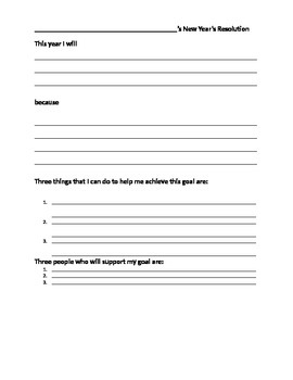 Preview of Goal Setting: New Year's Resolution worksheet