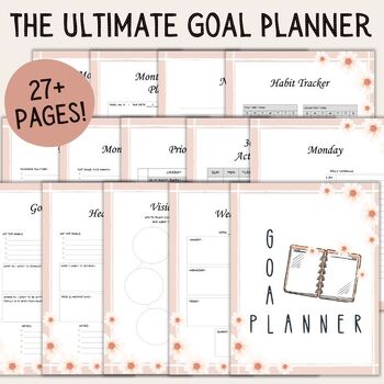 Preview of Goal Setting Planner for Kids or Adults | Guided Journaling | Habit Tracker