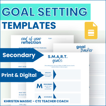 Preview of Goal Setting, SMART Goals, and Reflection Sheets - Middle School and High School