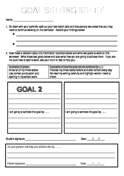 Preview of Goal Setting Sheet