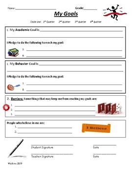 Preview of Goal Setting Sheets for Students