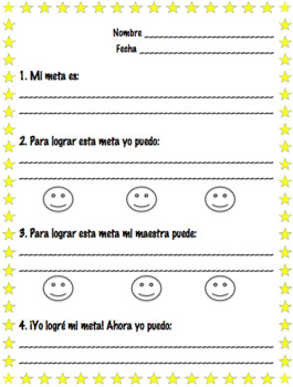 Goal Setting Sheet in Spanish/Hoja de metas en español by Sra Ward