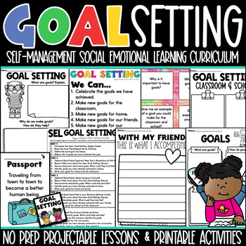 Preview of Goal Setting Social Emotional Learning Self Management SEL Curriculum