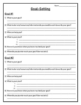 Goal-Setting Template by Lovely Learning Room | TPT