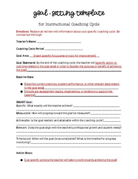 Preview of Goal-Setting Template for Instructional Coaching Cycle