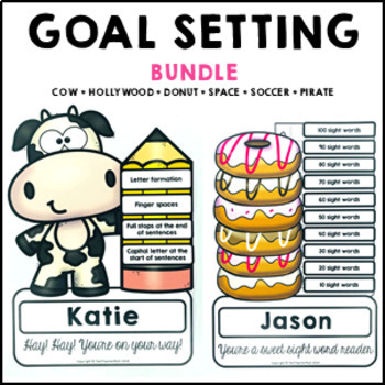Preview of Goal Setting Themed Common Core Writing and Math Bundle