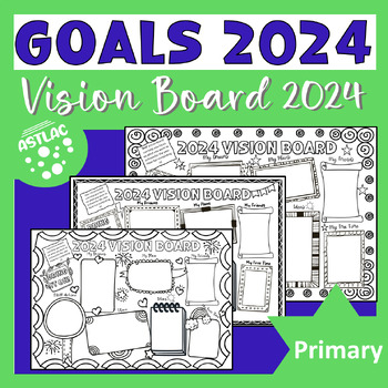 Student Vision Board Clip Art Activity, New Year's Goal Setting,2024,project