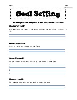 Preview of Goal Setting Worksheet 1