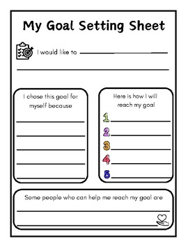 Goal Setting Worksheet by Roses and Robins Learning | TPT