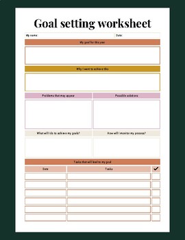 Preview of Goal Setting Worksheet