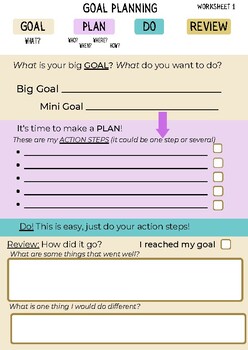 Preview of Goal Setting Worksheet
