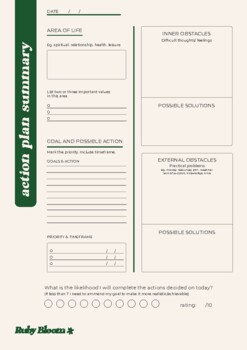 Preview of Goal Setting Worksheet - Action Plan Summary